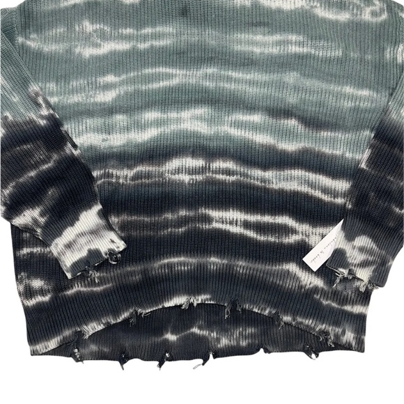 Young Fabulous & Broke Distressed Sweater Blue Tie Dye Oversized Mock Neck Tunic - Picture 8 of 16